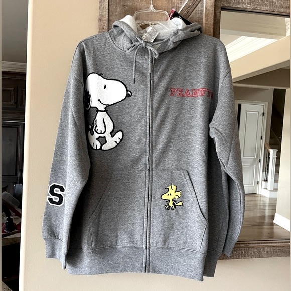 Peanuts | Jackets & Coats | Snoopy Peanuts Sweat Jacket Gray Hoodie ...